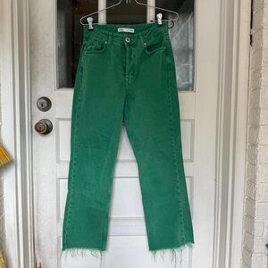 Zara Green Straight Leg Women Jeans